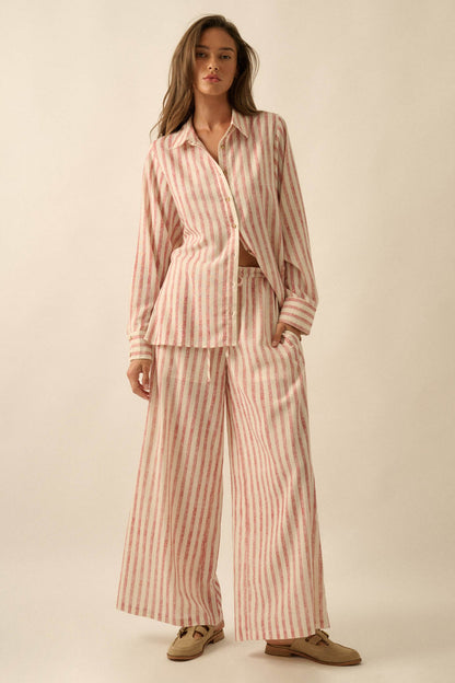 Easy Weekend Striped Oversize Button-Up Shirt