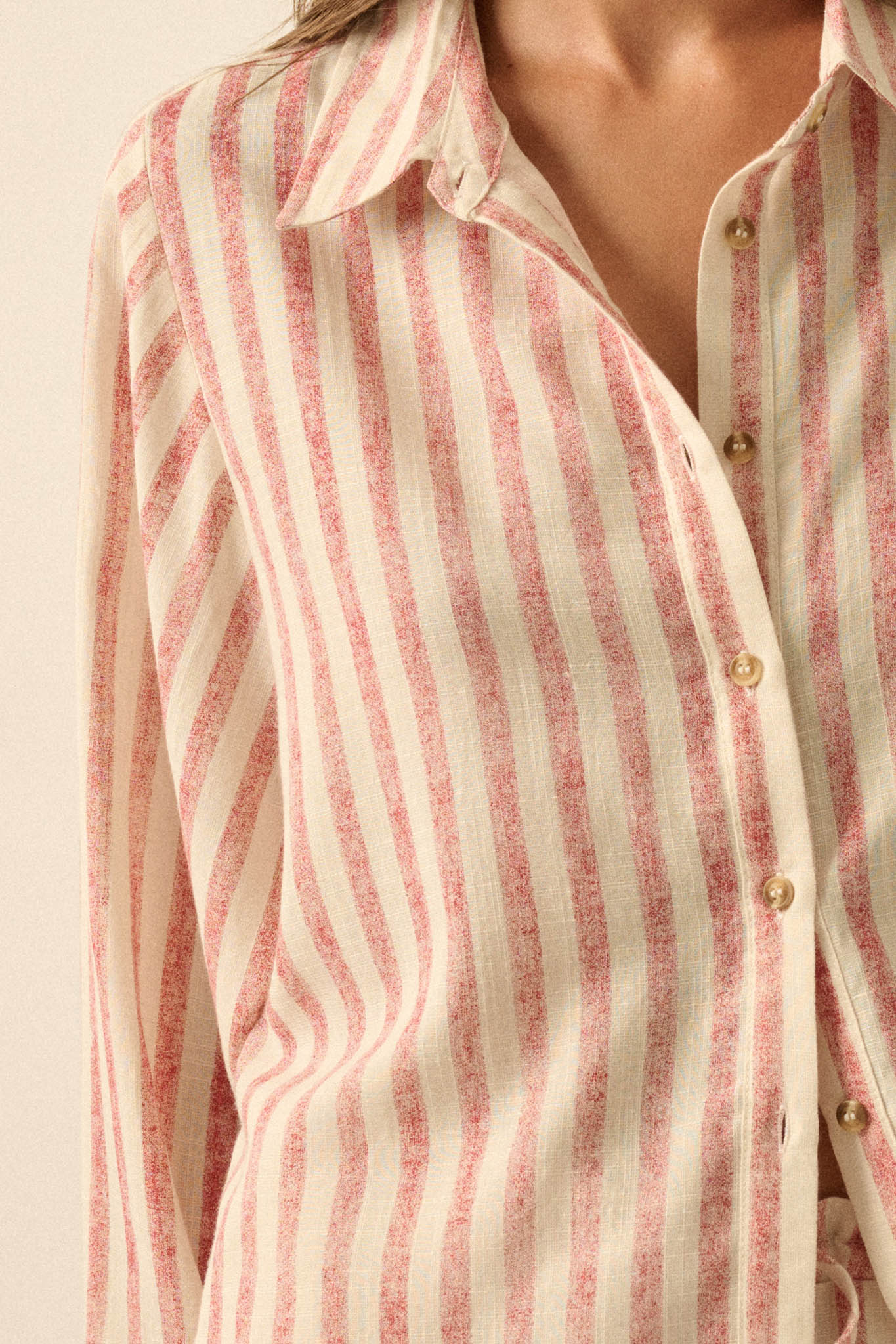 Easy Weekend Striped Oversize Button-Up Shirt