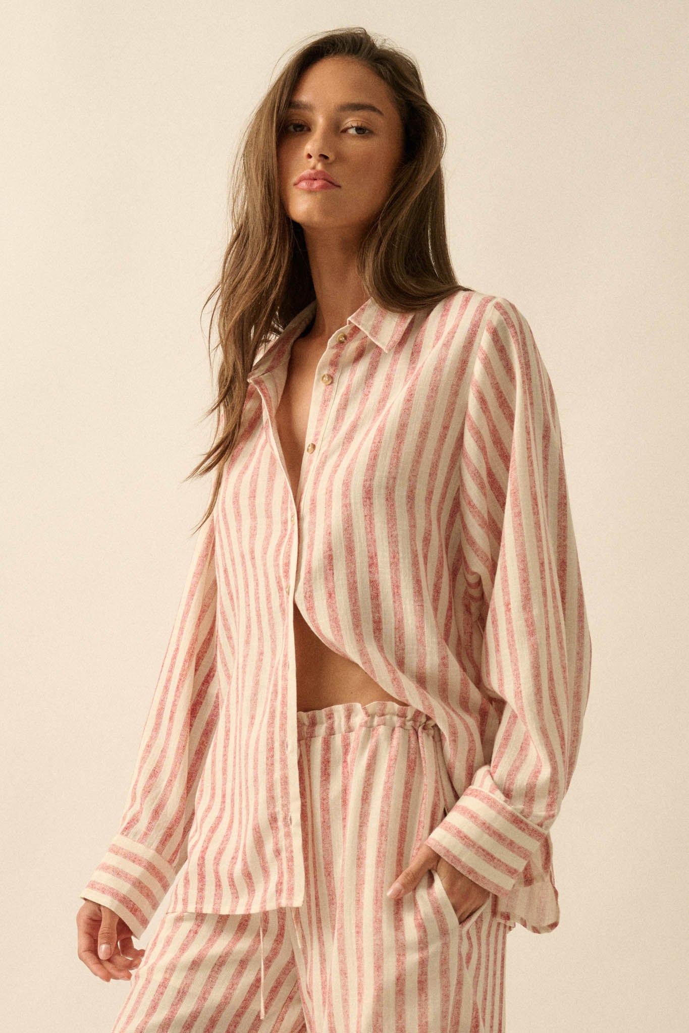 Easy Weekend Striped Oversize Button-Up Shirt