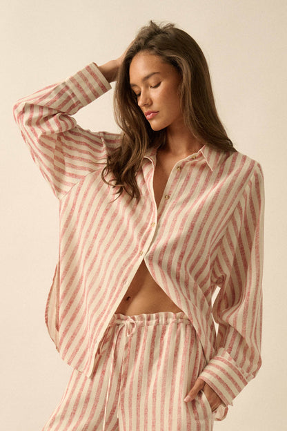 Easy Weekend Striped Oversize Button-Up Shirt
