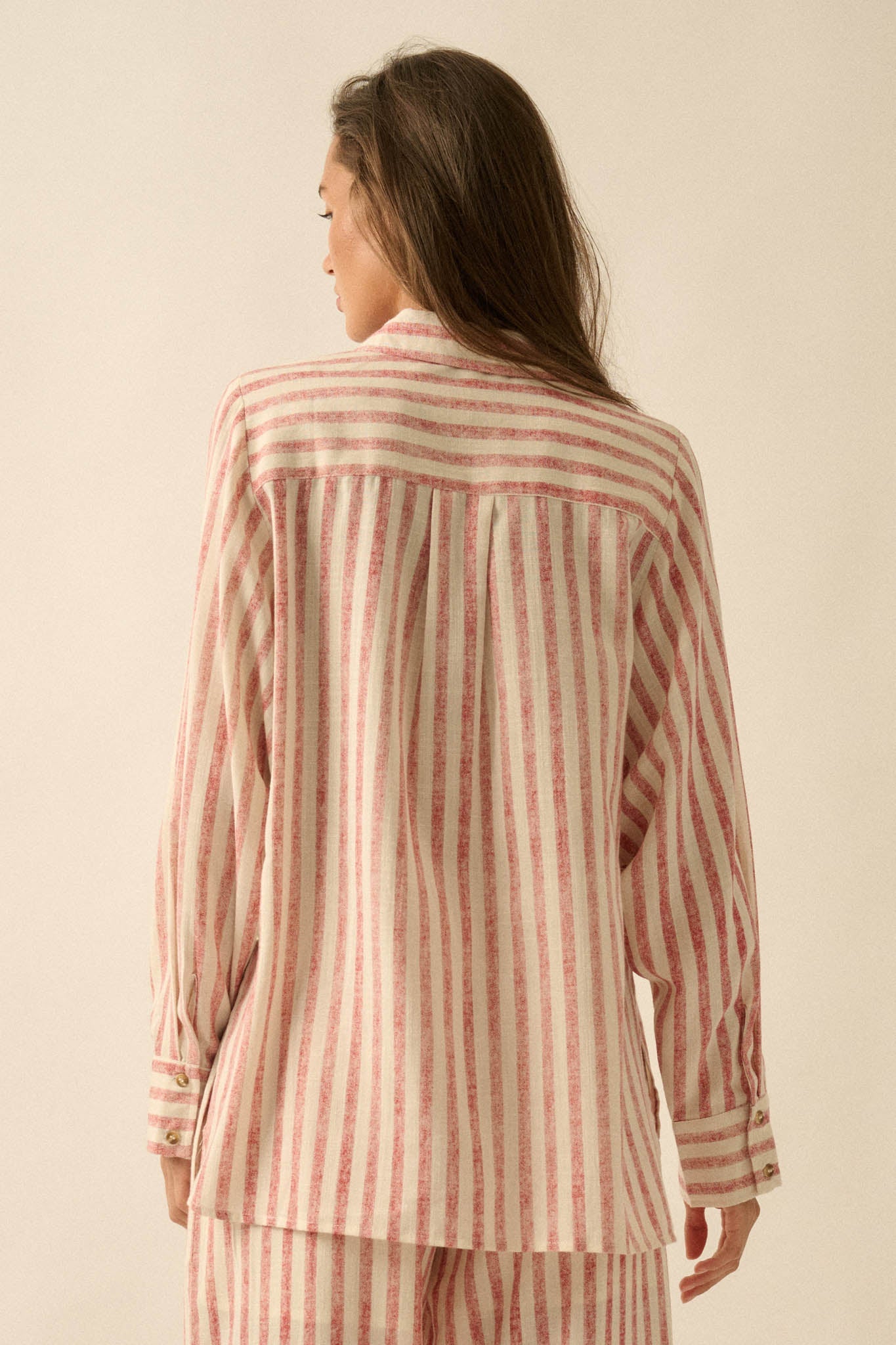 Easy Weekend Striped Oversize Button-Up Shirt