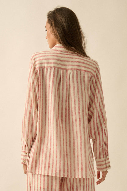 Easy Weekend Striped Oversize Button-Up Shirt