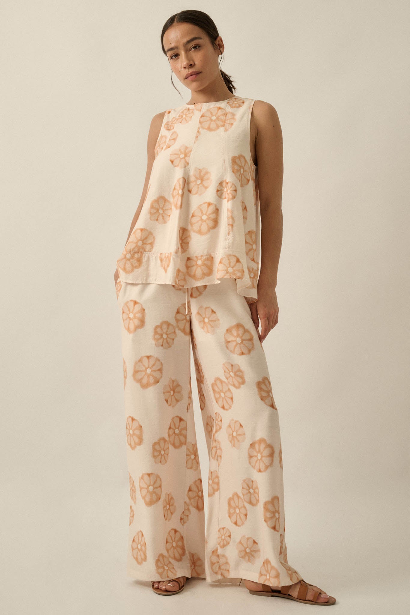 So Delightful Floral Sleeveless A-Line Swing Top