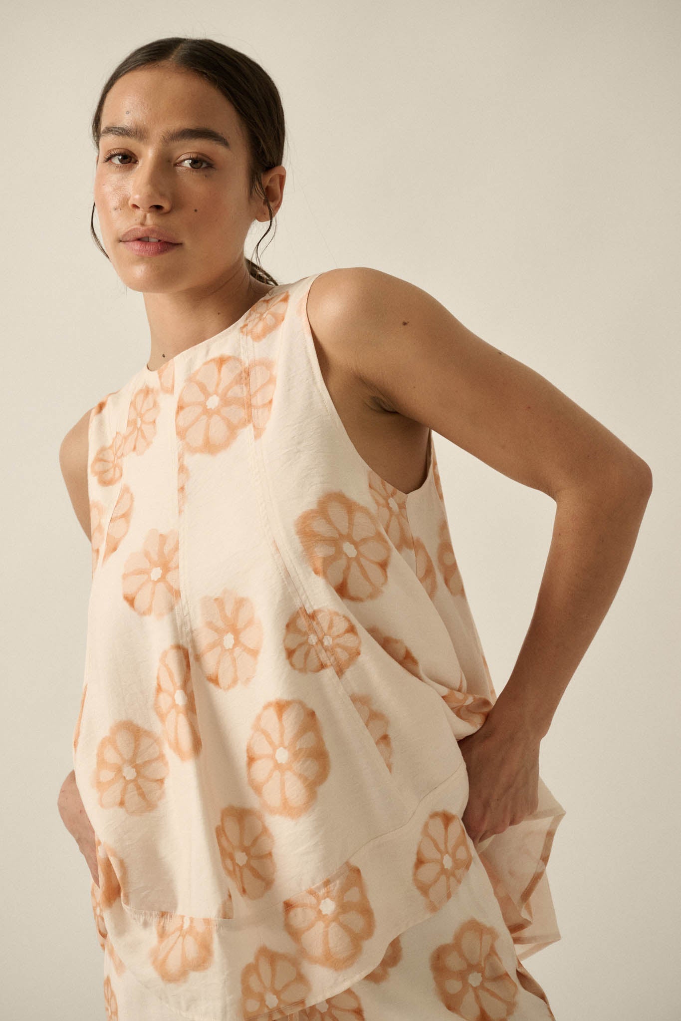 So Delightful Floral Sleeveless A-Line Swing Top