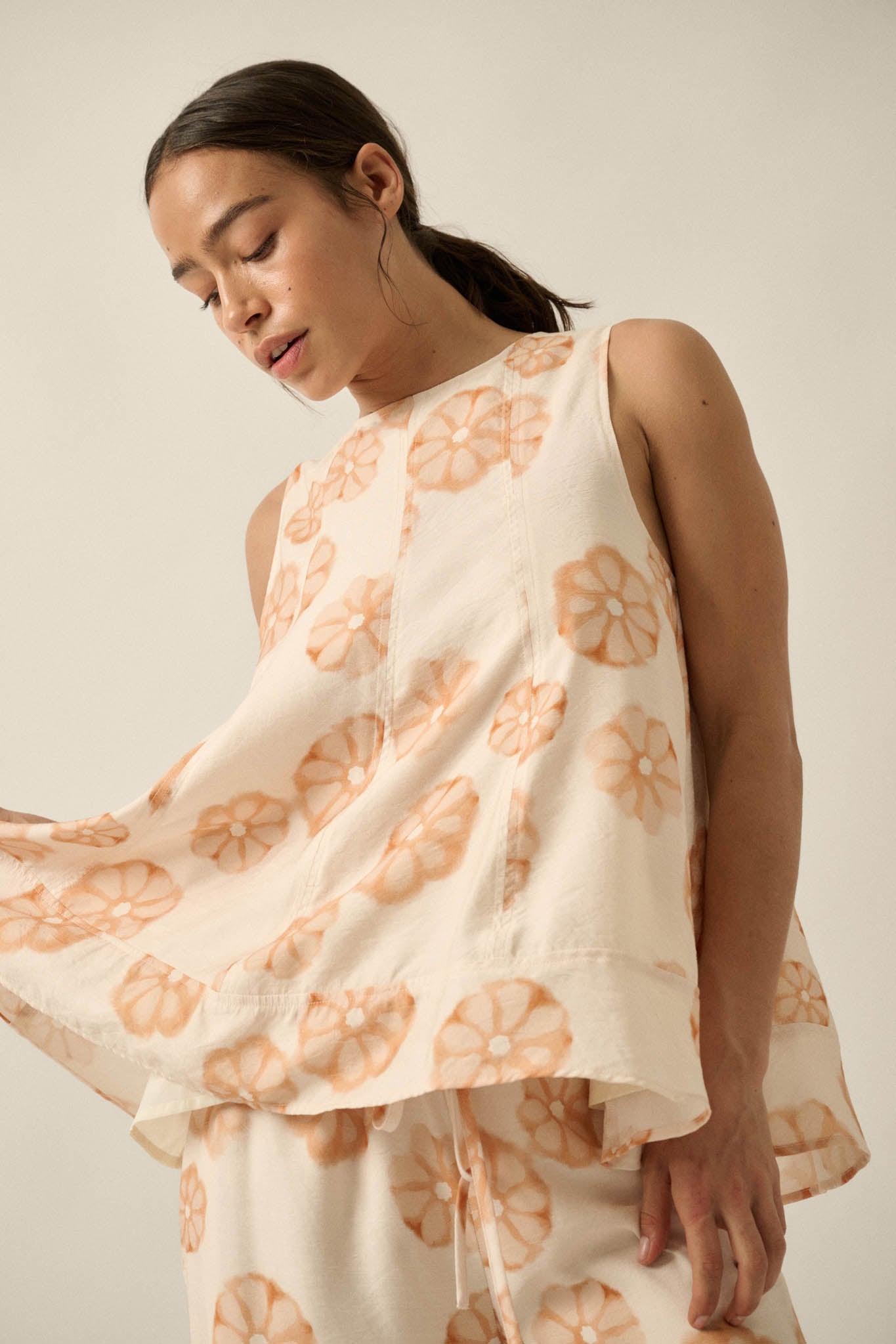 So Delightful Floral Sleeveless A-Line Swing Top