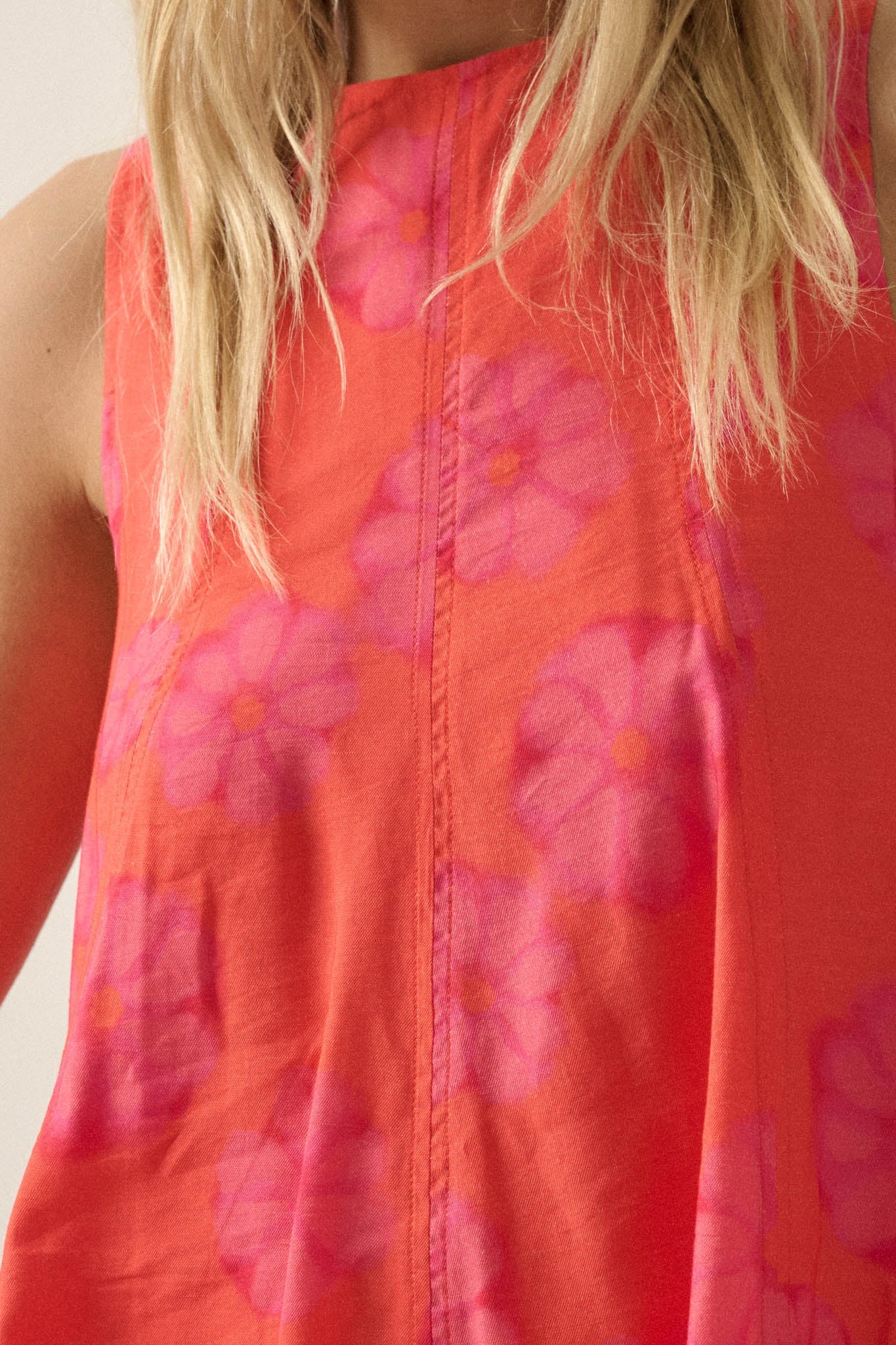 So Delightful Floral Sleeveless A-Line Swing Top