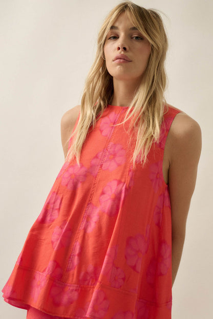 So Delightful Floral Sleeveless A-Line Swing Top
