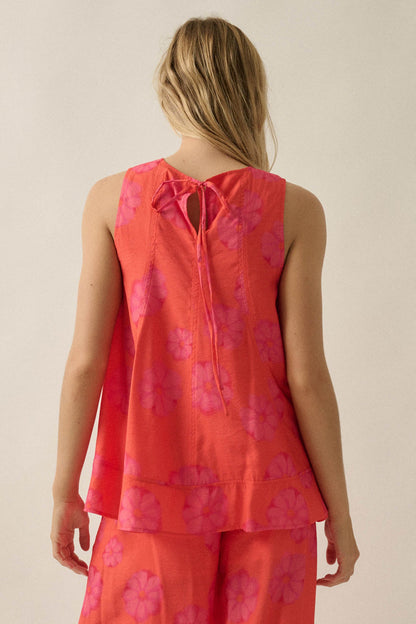 So Delightful Floral Sleeveless A-Line Swing Top
