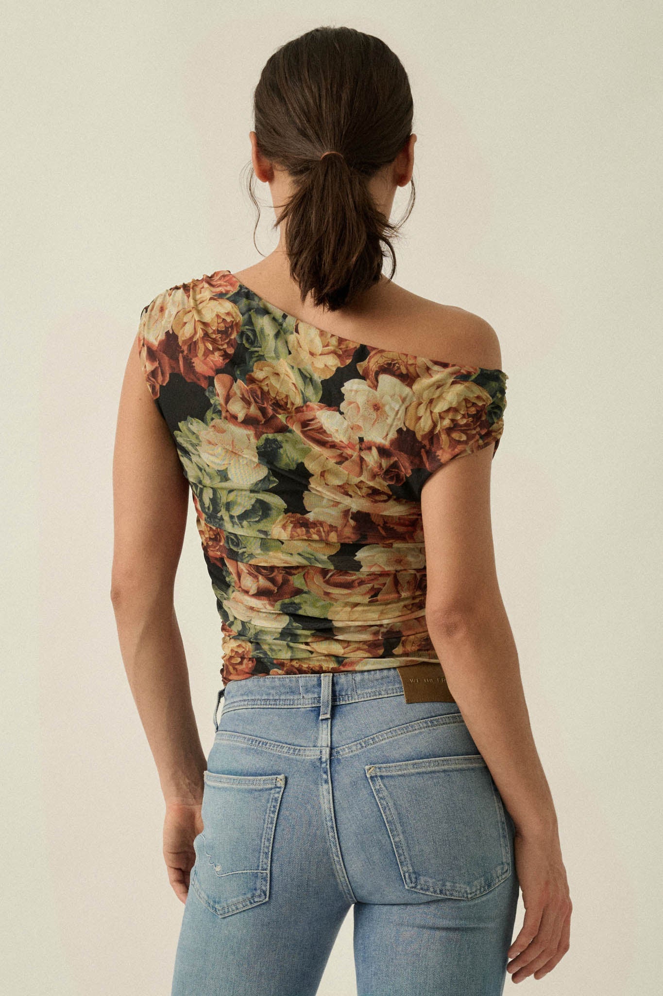 Radiant Roses Floral Mesh One-Shoulder Bodysuit