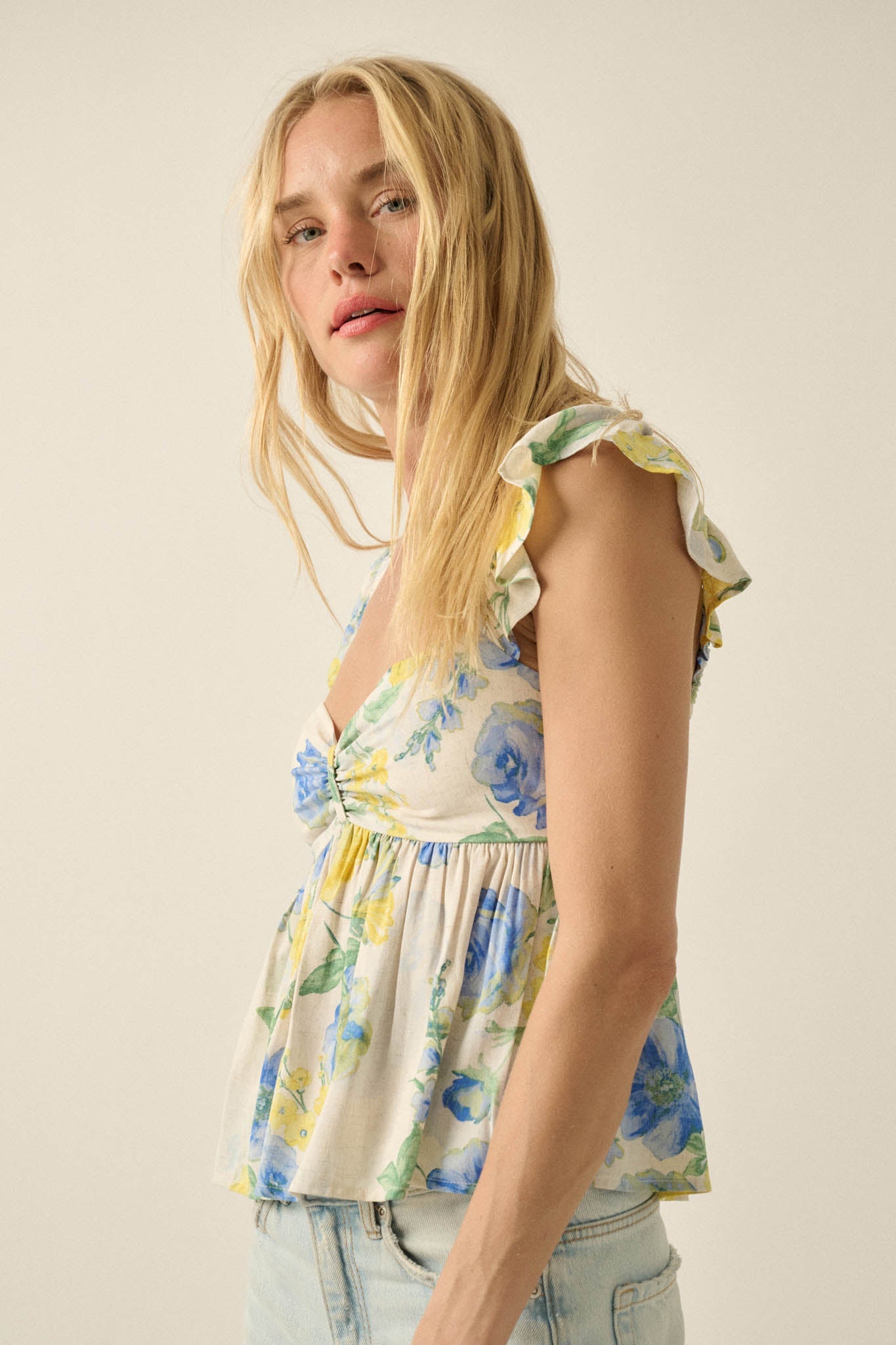 Refreshing Beauty Floral Sweetheart Babydoll Top