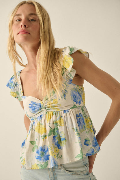 Refreshing Beauty Floral Sweetheart Babydoll Top