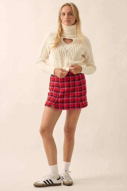 Open Heart Keyhole Cable Knit Turtleneck Sweater