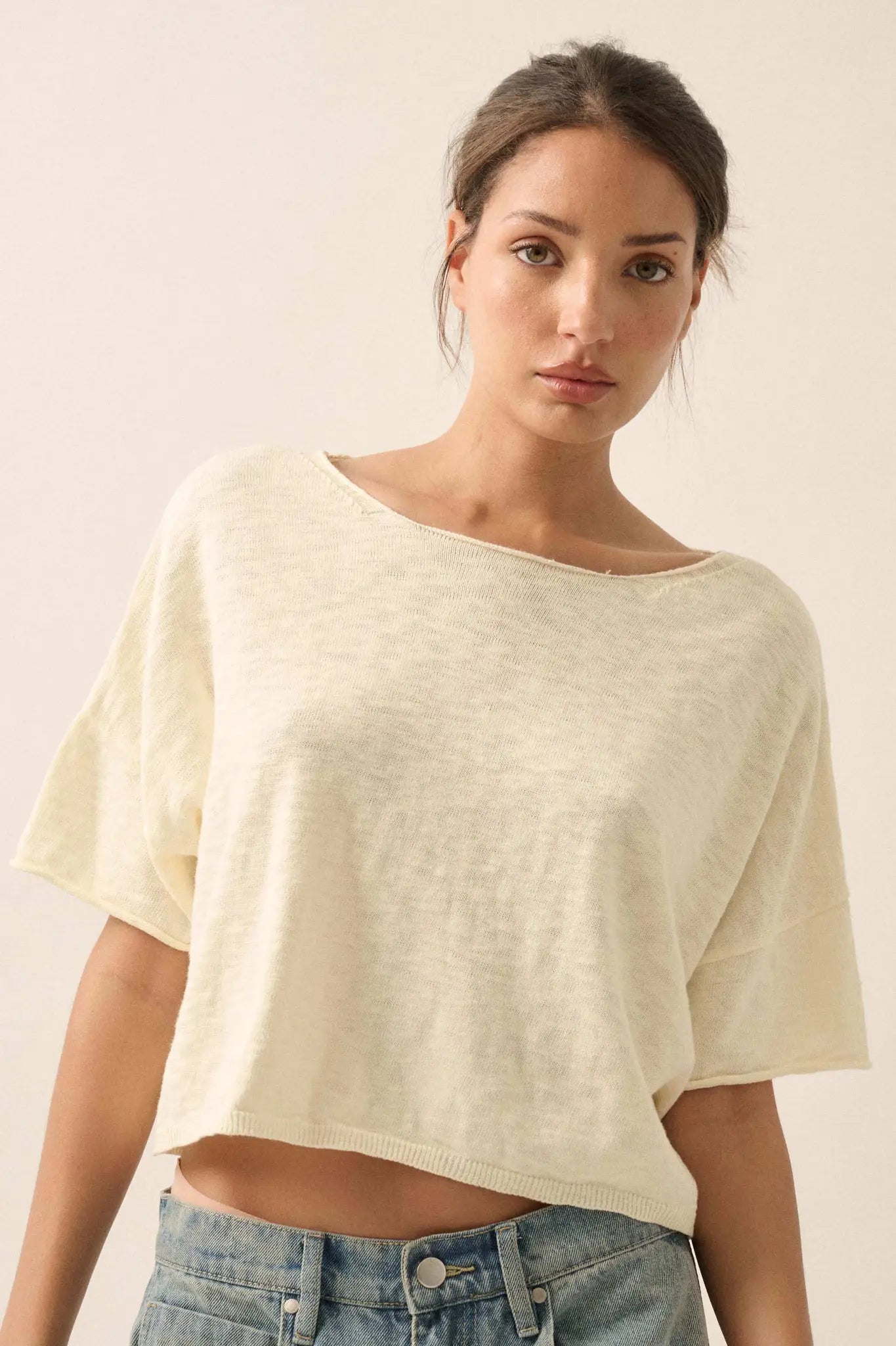 Breathing Room Slub Knit Short-Sleeve Sweater