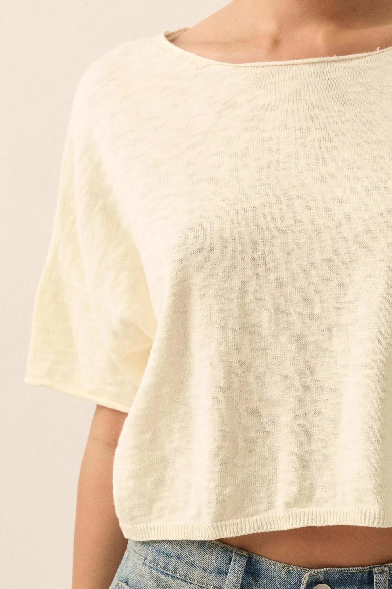 Breathing Room Slub Knit Short-Sleeve Sweater