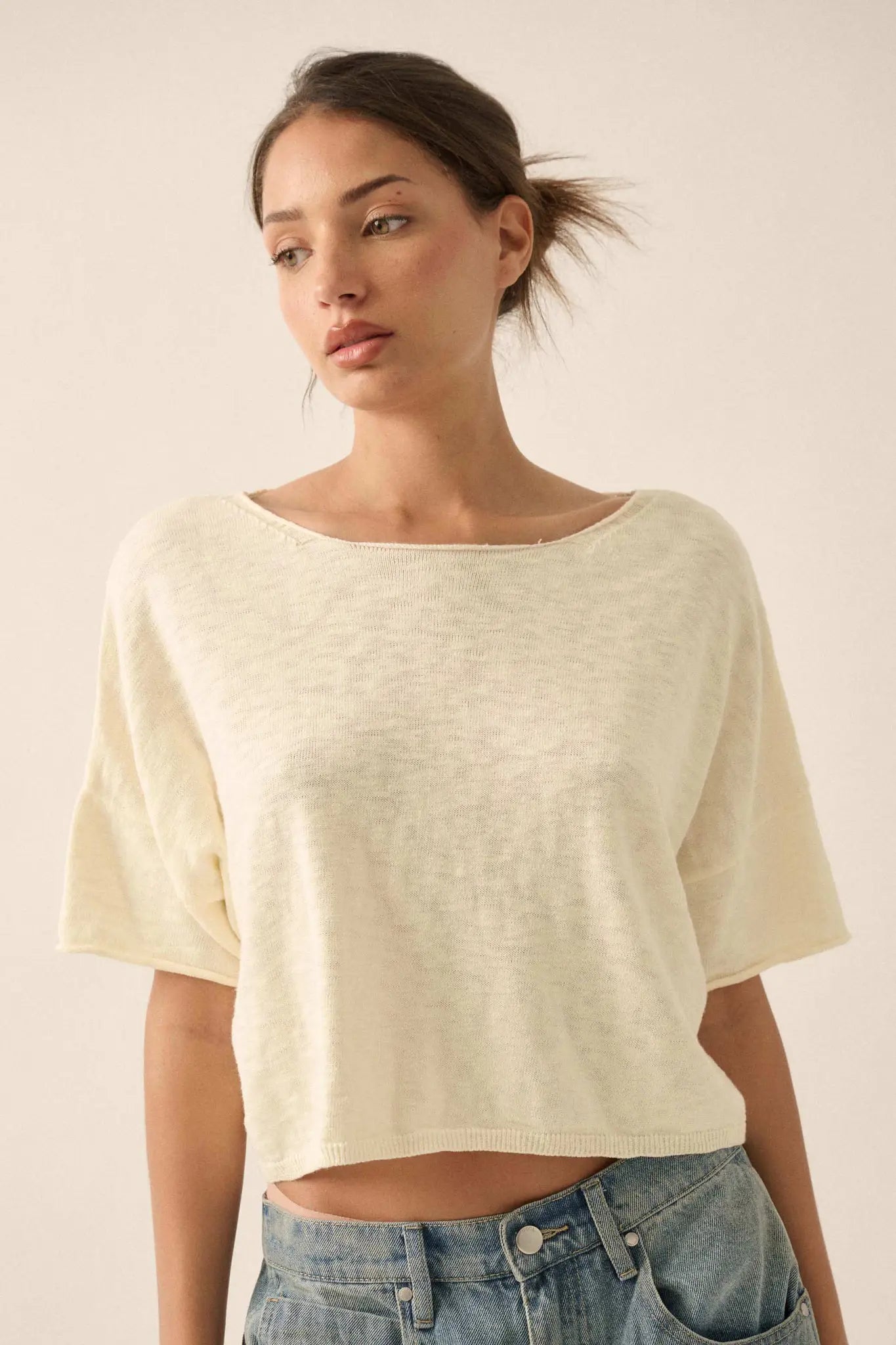 Breathing Room Slub Knit Short-Sleeve Sweater
