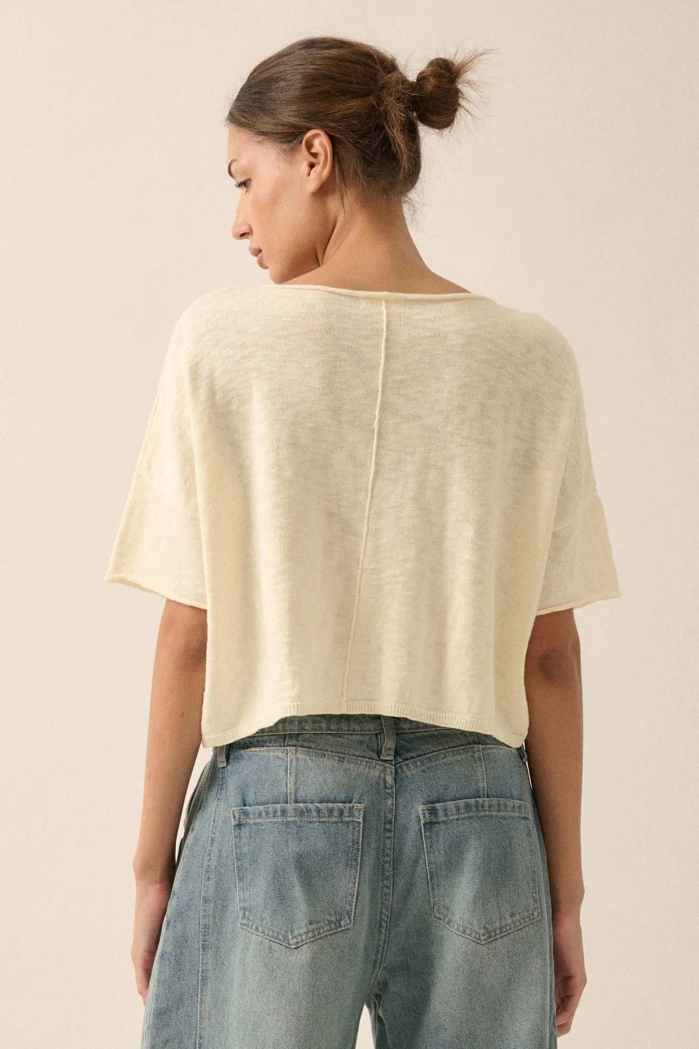 Breathing Room Slub Knit Short-Sleeve Sweater