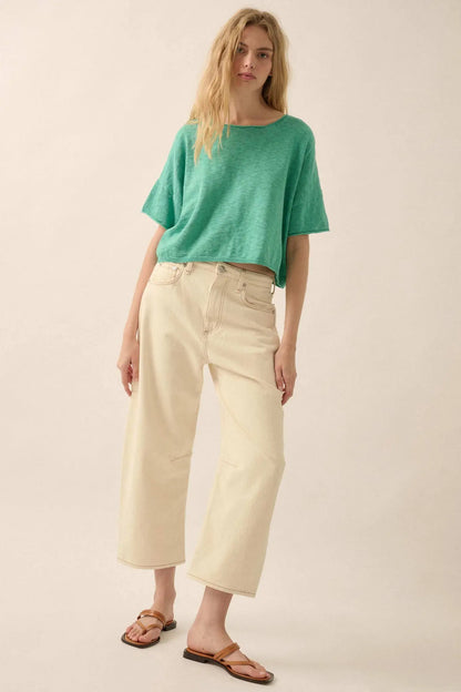 Breathing Room Slub Knit Short-Sleeve Sweater