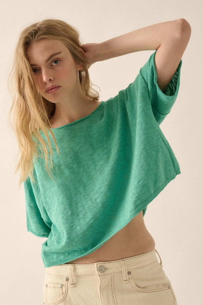 Breathing Room Slub Knit Short-Sleeve Sweater