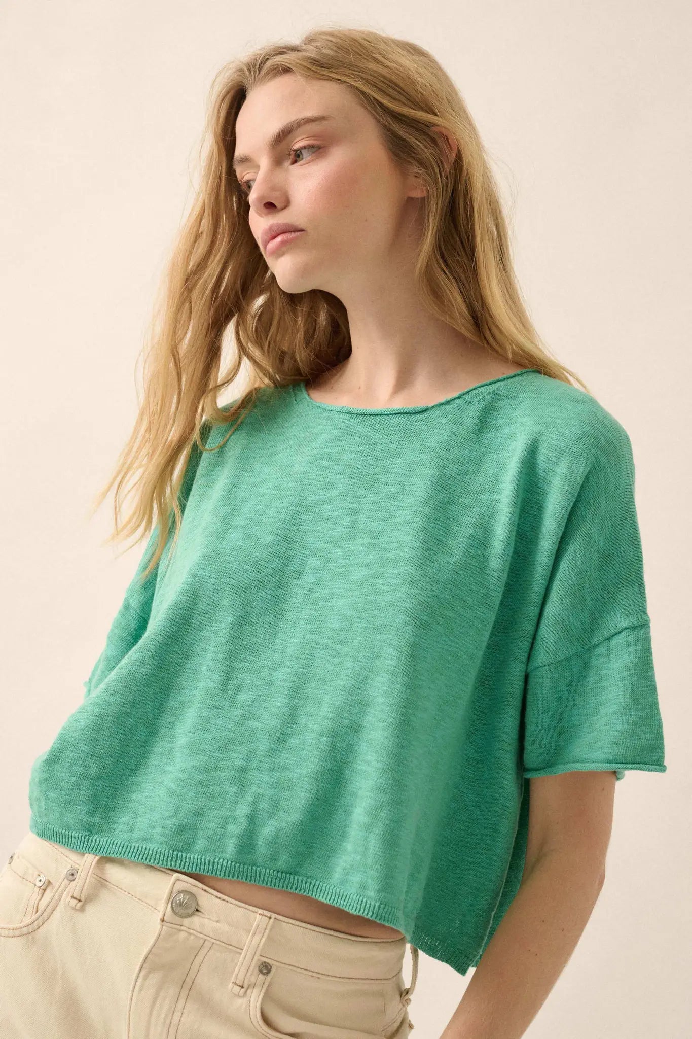 Breathing Room Slub Knit Short-Sleeve Sweater