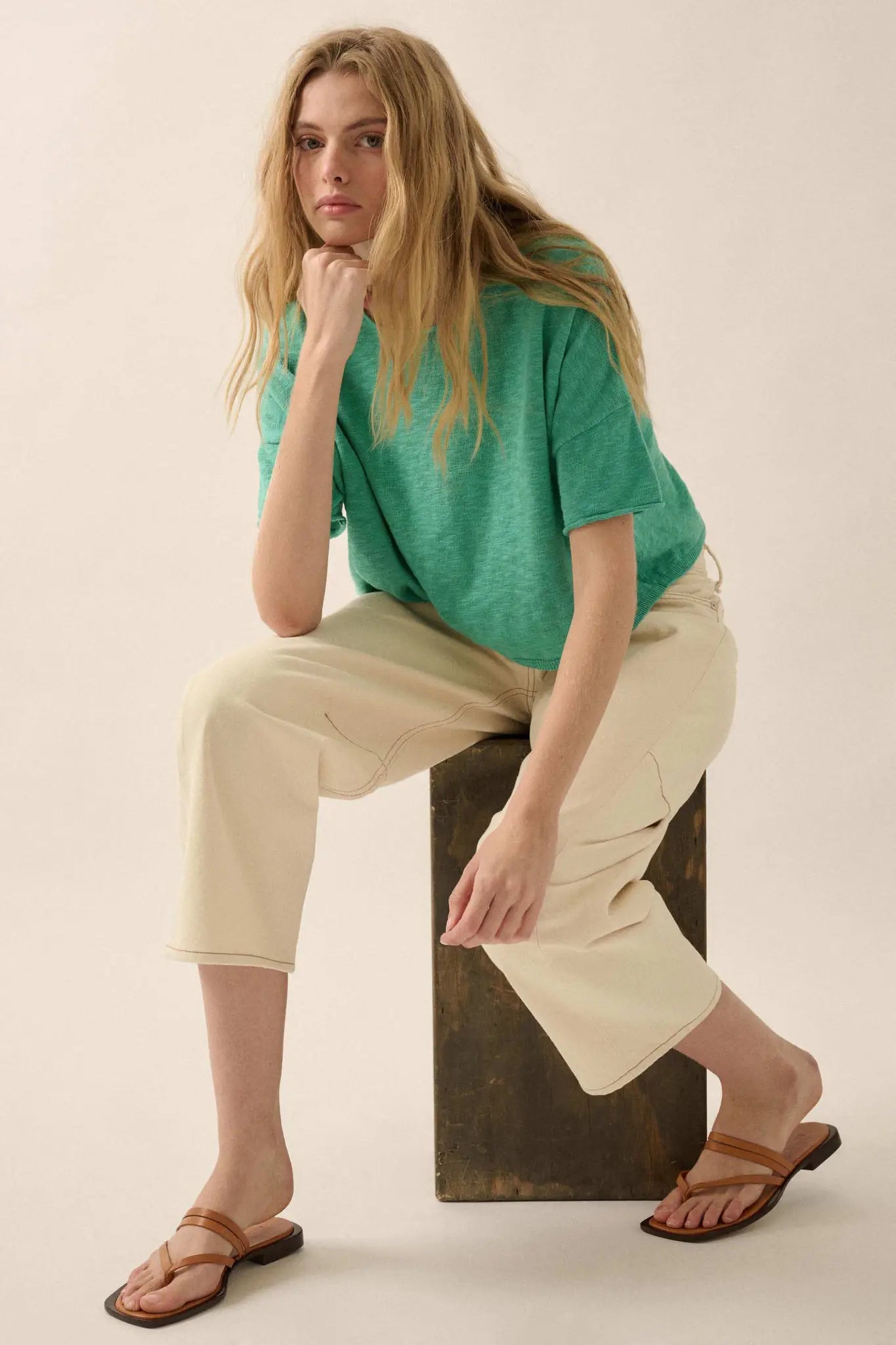 Breathing Room Slub Knit Short-Sleeve Sweater