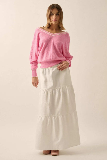 Back to the Start Button-Back Slub-Knit Sweater