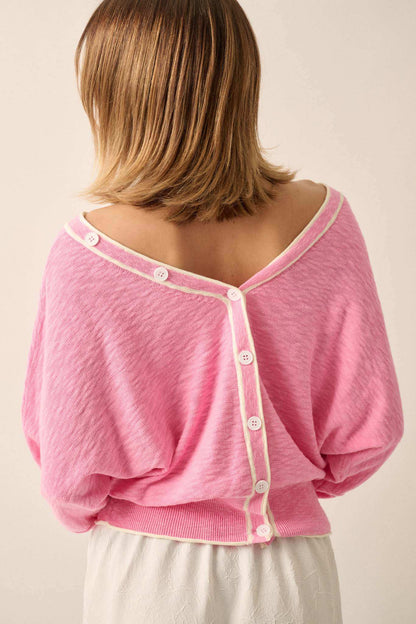 Back to the Start Button-Back Slub-Knit Sweater