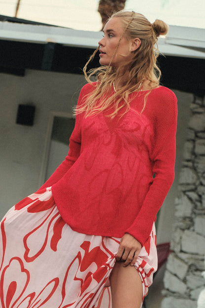 Sheer We Go Lightweight Knit Loose-Fit Sweater