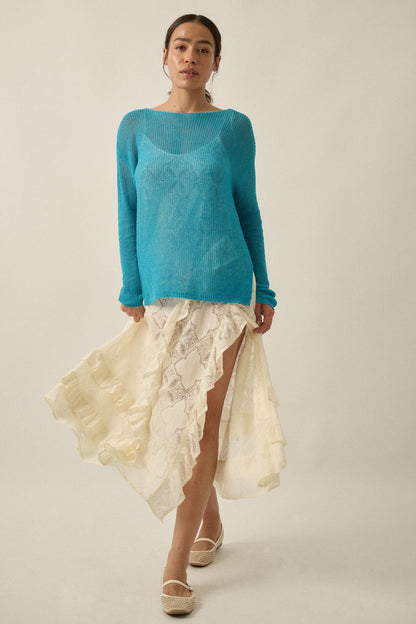 Sheer We Go Lightweight Knit Loose-Fit Sweater