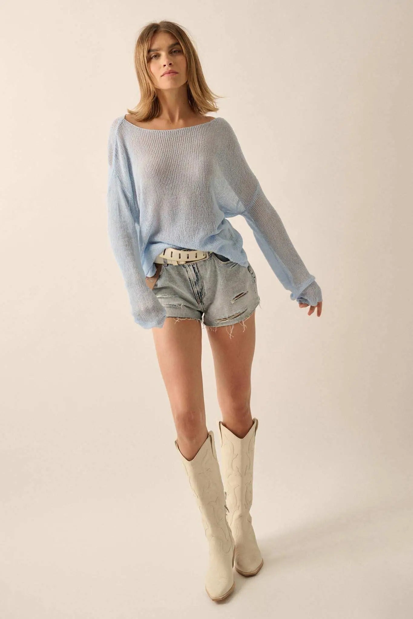 Sheer We Go Lightweight Knit Loose-Fit Sweater