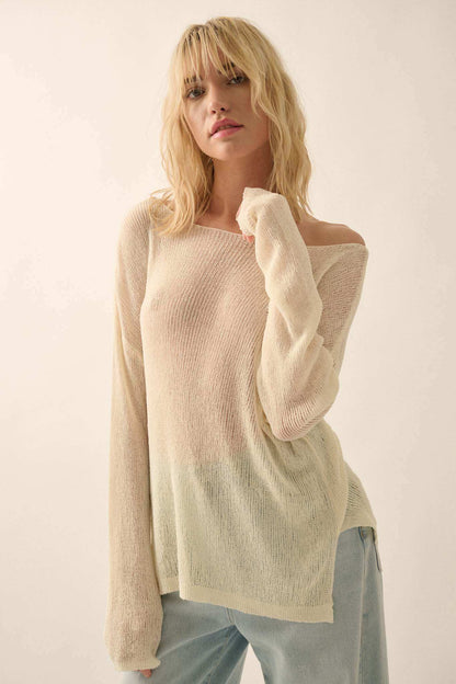 Sheer We Go Lightweight Knit Loose-Fit Sweater
