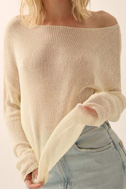 Sheer We Go Lightweight Knit Loose-Fit Sweater