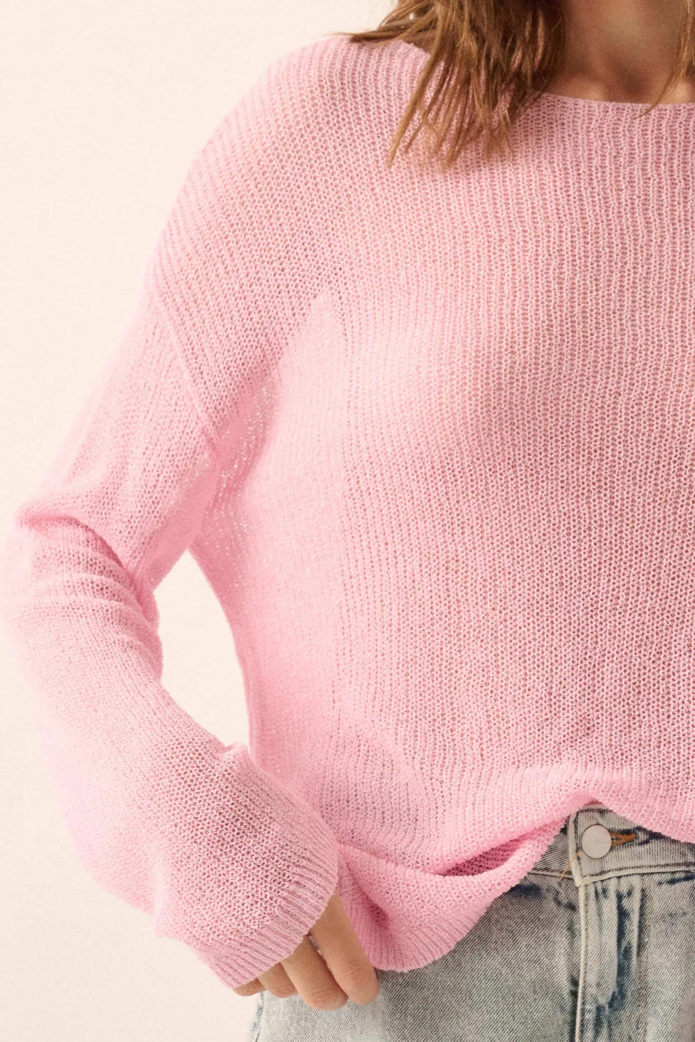 Sheer We Go Lightweight Knit Loose-Fit Sweater