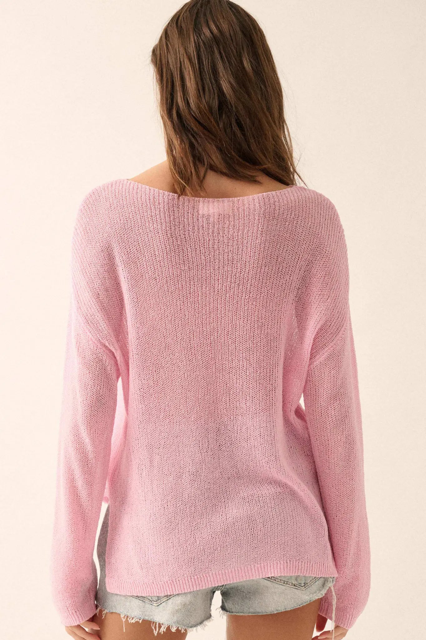 Sheer We Go Lightweight Knit Loose-Fit Sweater
