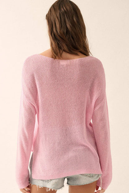 Sheer We Go Lightweight Knit Loose-Fit Sweater