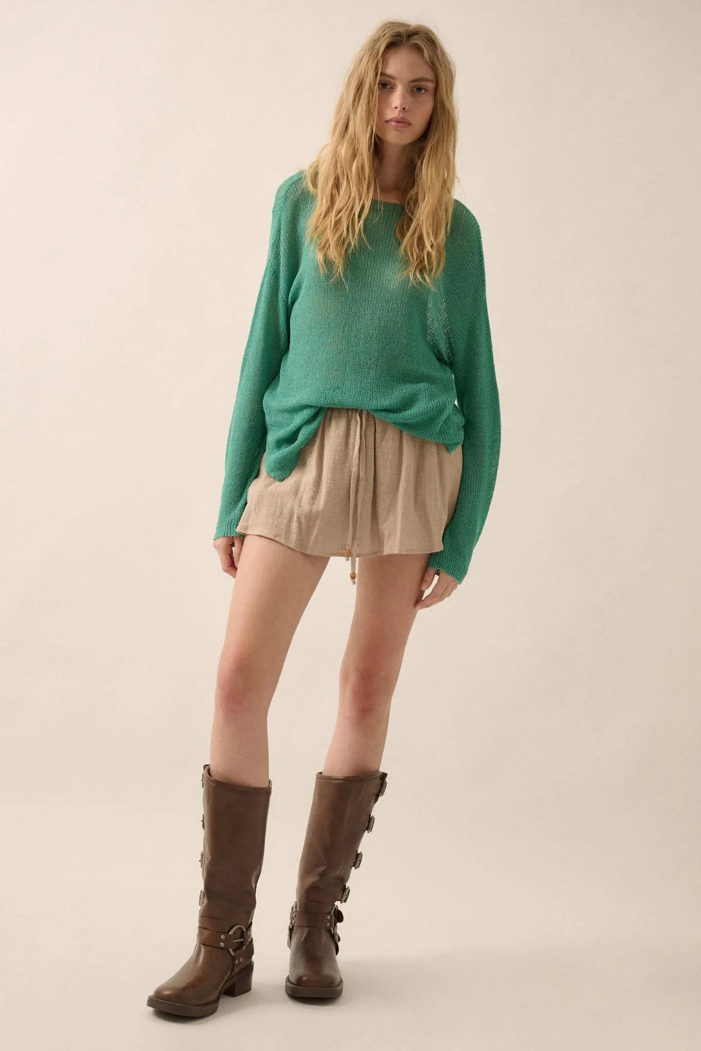 Sheer We Go Lightweight Knit Loose-Fit Sweater