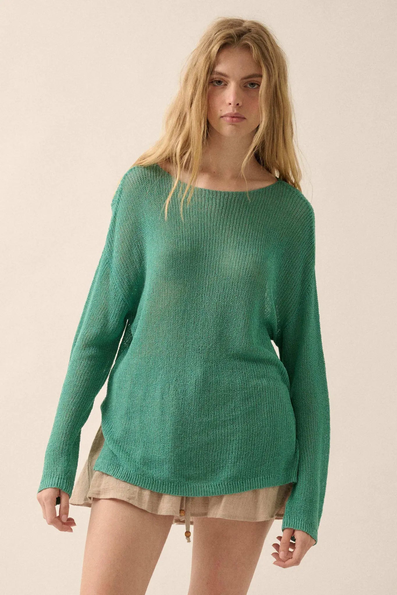 Sheer We Go Lightweight Knit Loose-Fit Sweater