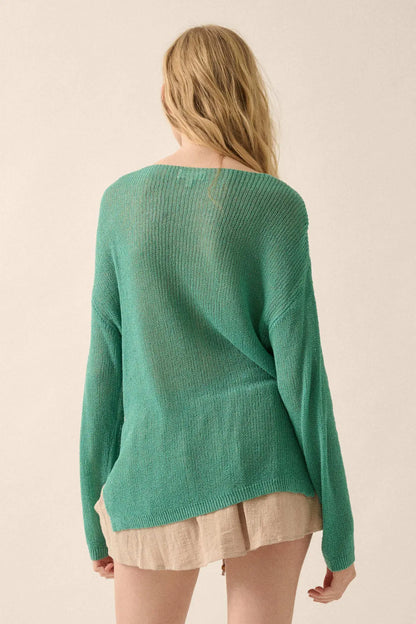 Sheer We Go Lightweight Knit Loose-Fit Sweater