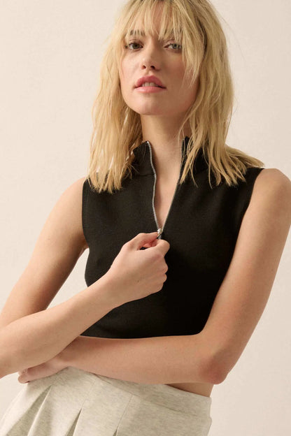 Quiet Strength Half-Zip Cropped Mock-Neck Tank Top
