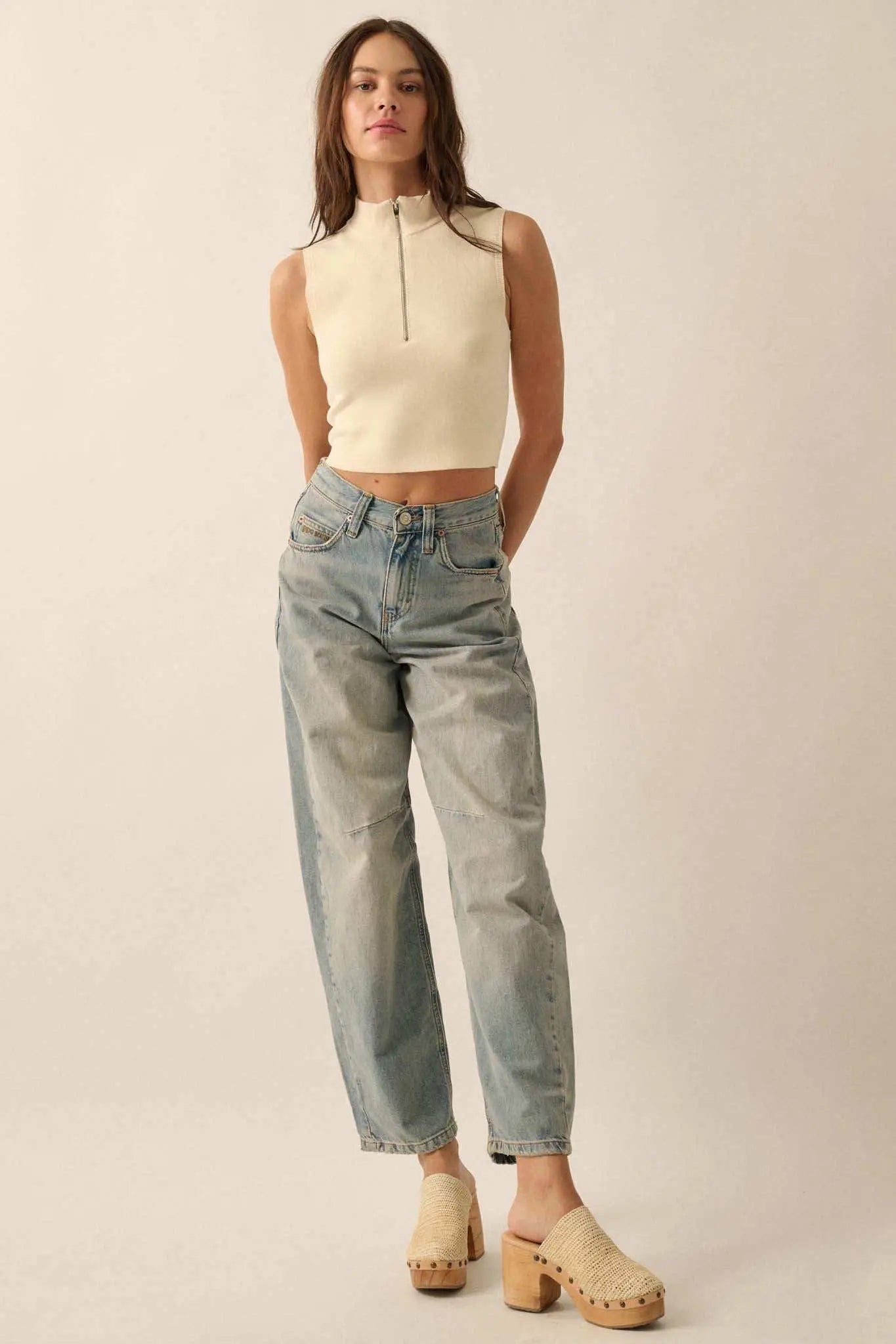 Quiet Strength Half-Zip Cropped Mock-Neck Tank Top