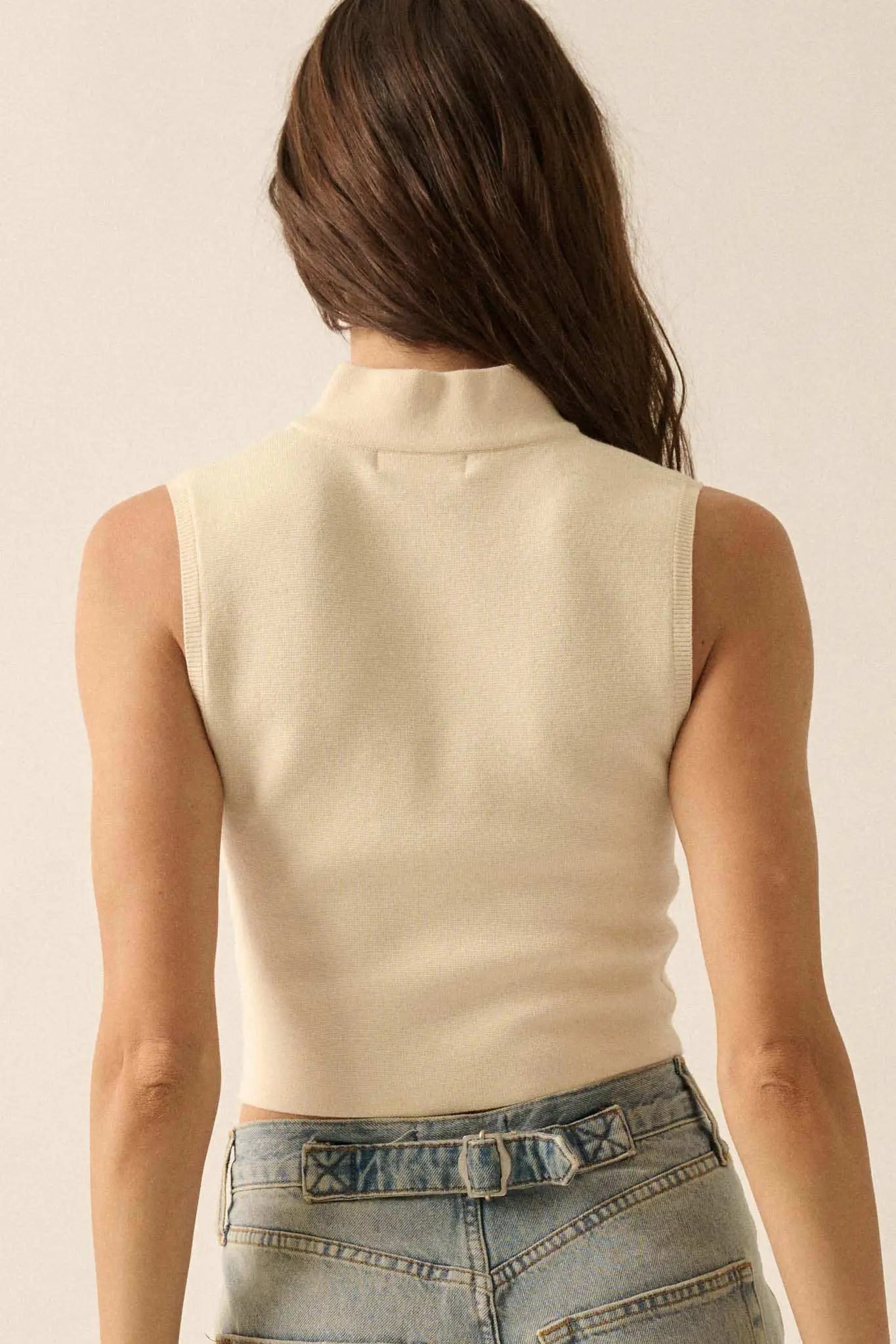 Quiet Strength Half-Zip Cropped Mock-Neck Tank Top