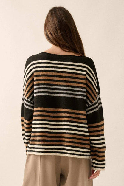 Along These Lines Multicolor Striped Knit Sweater
