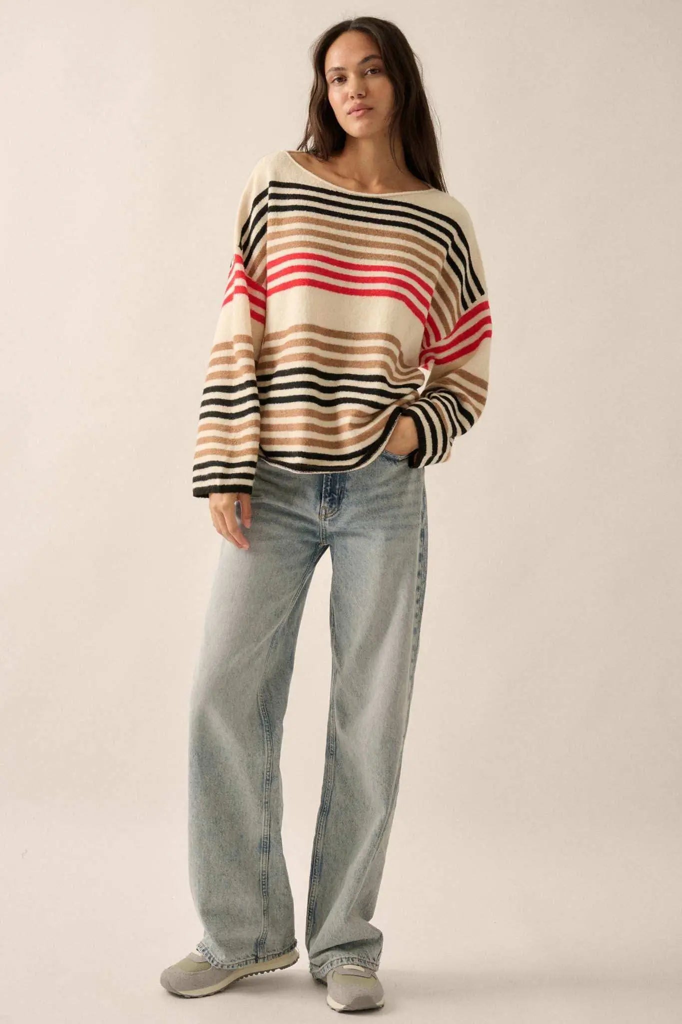 Along These Lines Multicolor Striped Knit Sweater