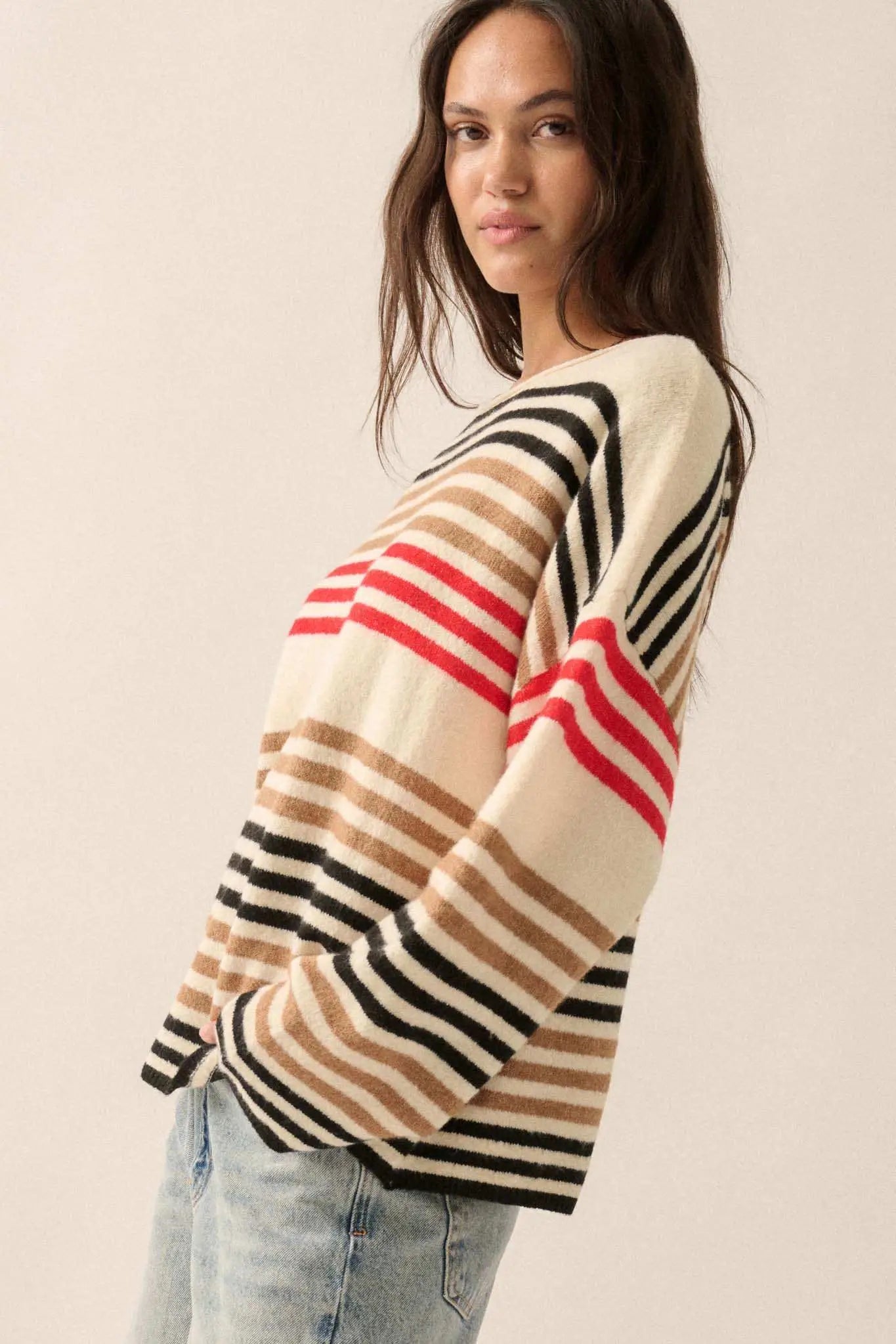 Along These Lines Multicolor Striped Knit Sweater
