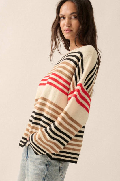 Along These Lines Multicolor Striped Knit Sweater
