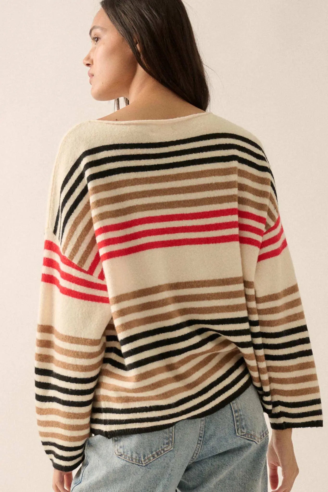 Along These Lines Multicolor Striped Knit Sweater