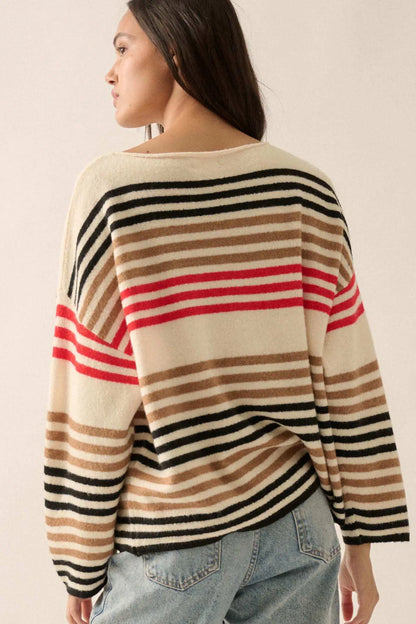 Along These Lines Multicolor Striped Knit Sweater