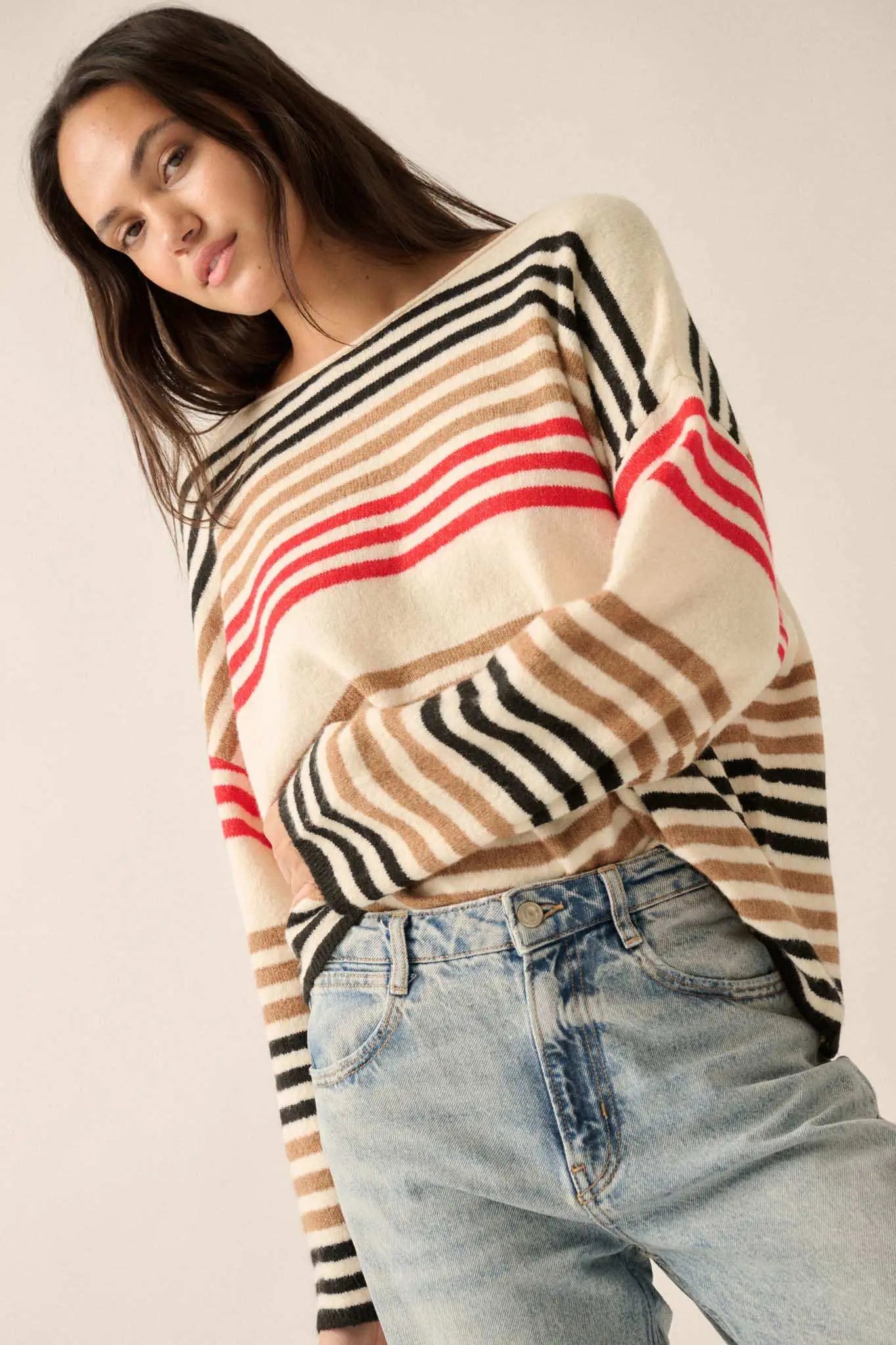 Along These Lines Multicolor Striped Knit Sweater