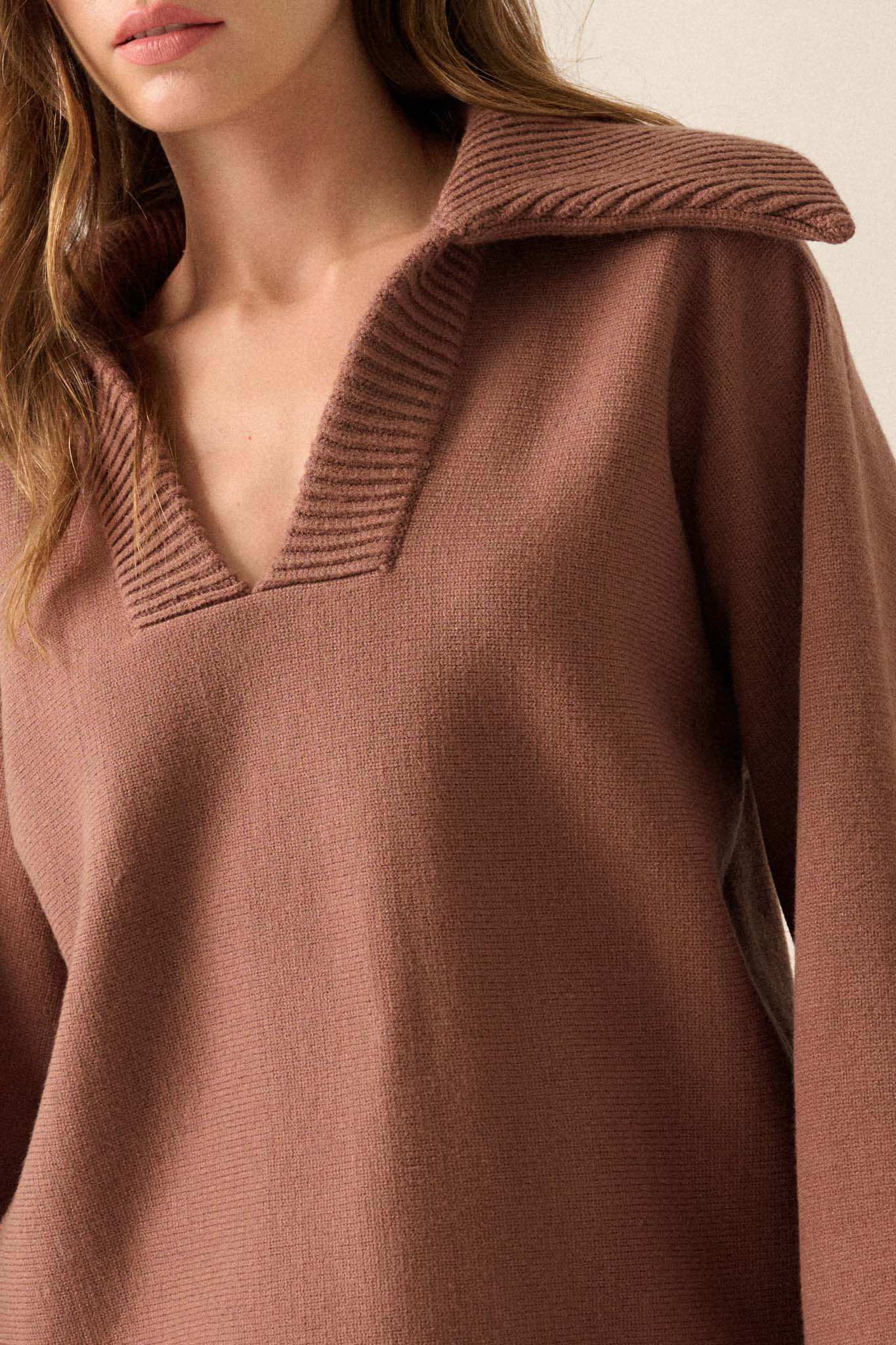 Home Sweet Home Oversized Collar V-Neck Sweater