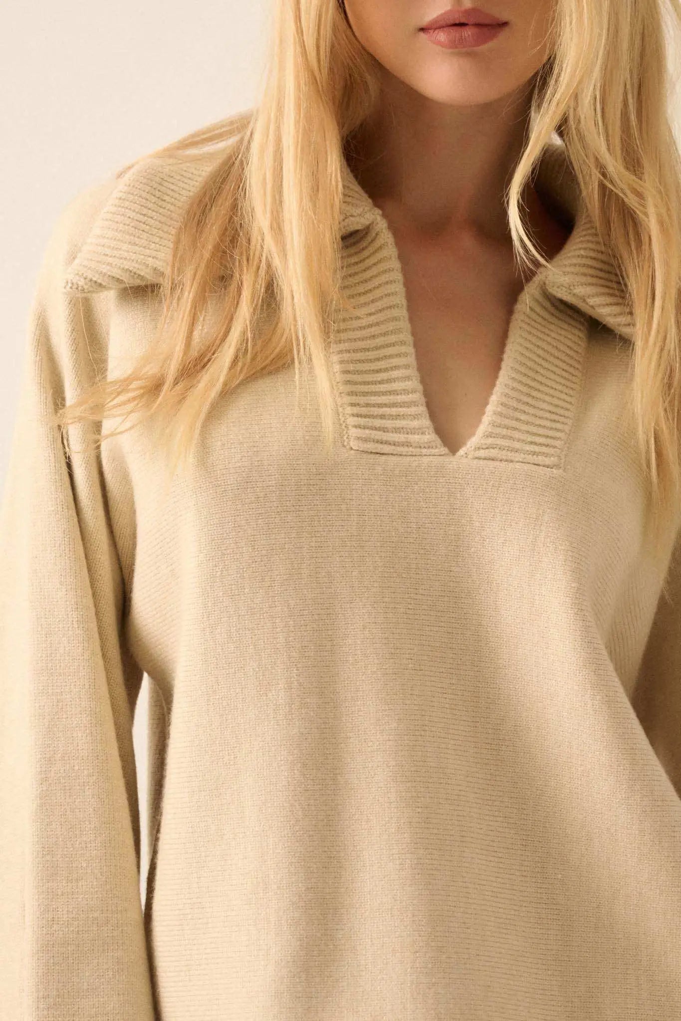 Home Sweet Home Oversized Collar V-Neck Sweater