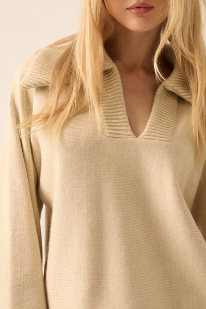 Home Sweet Home Oversized Collar V-Neck Sweater